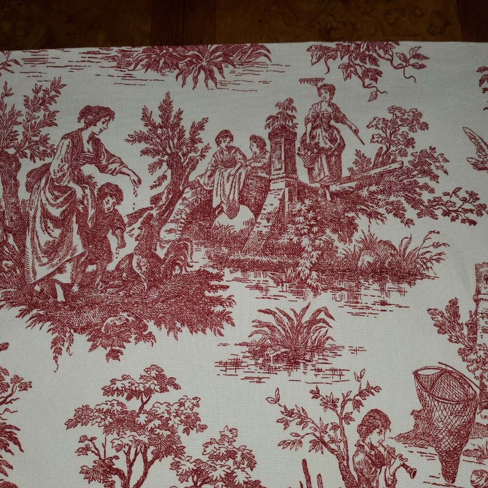 Table Runner, Waverly Country Life Red/Cream Toile, Lined, 54 x 16, Handcrafted - Picture 7 of 14